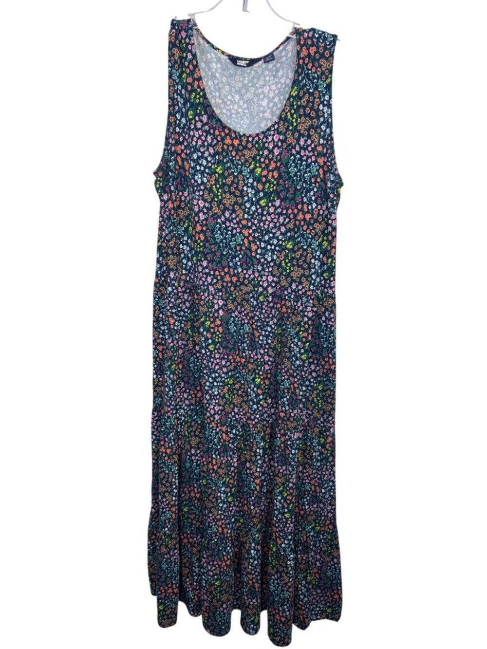 Lands' End Sz S/P Floral Tiered Blue Maxi Sundress Sleeveless Cottagecore